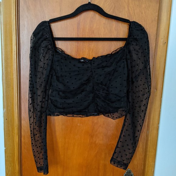 Puff Sleeves mesh crop top - Picture 5 of 7